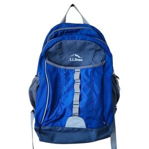 L.L. Bean Blue and Gray Nylon Logo Backpack